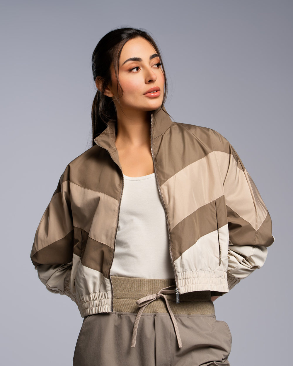 Color Block Blouson - SEASONAL BEIGE