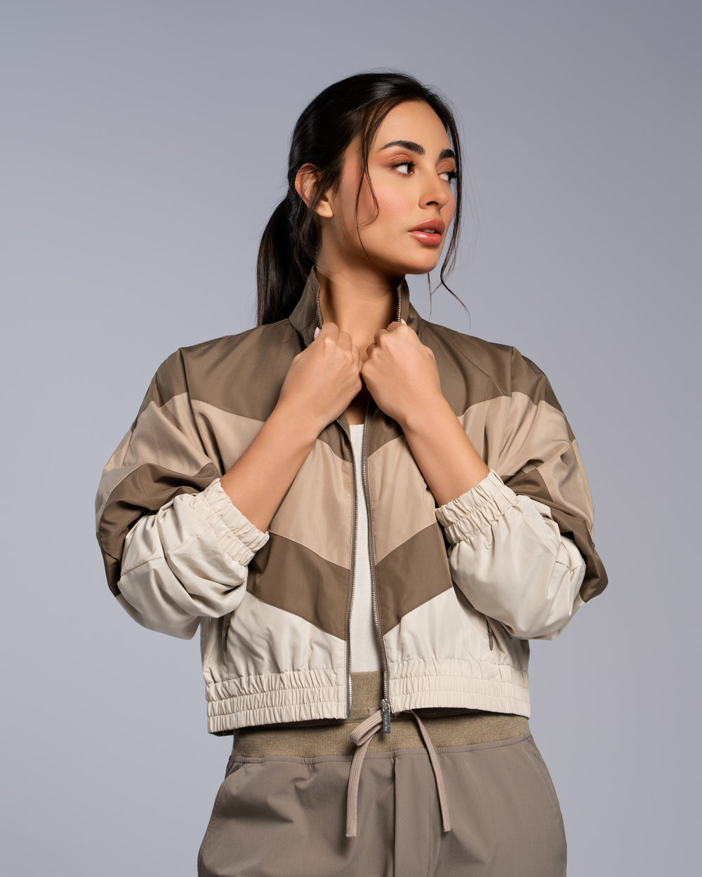 Color Block Blouson - SEASONAL BEIGE