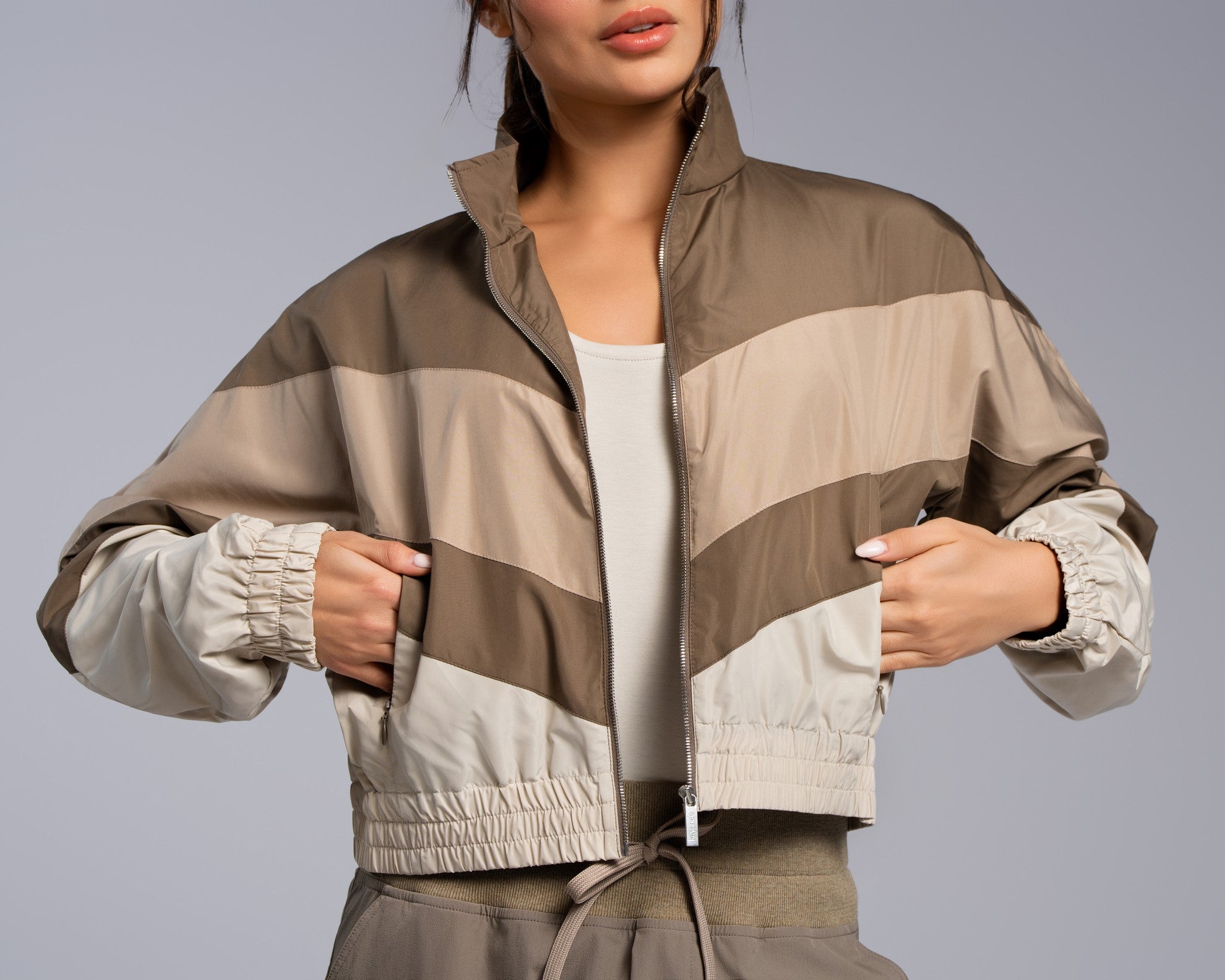 Color Block Blouson - SEASONAL BEIGE