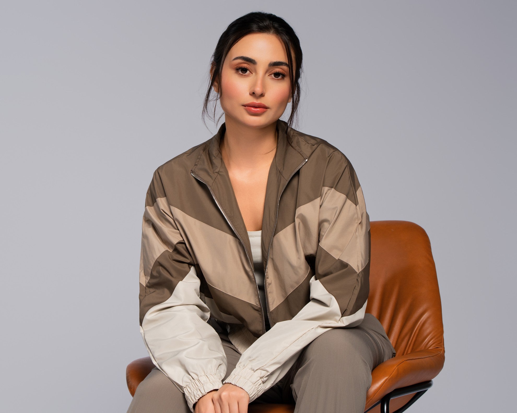 Color Block Blouson - SEASONAL BEIGE
