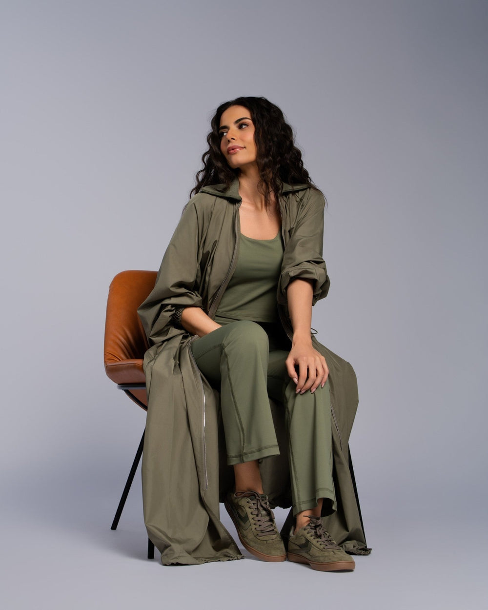 Rib Collar Parka - SEASONAL GREEN