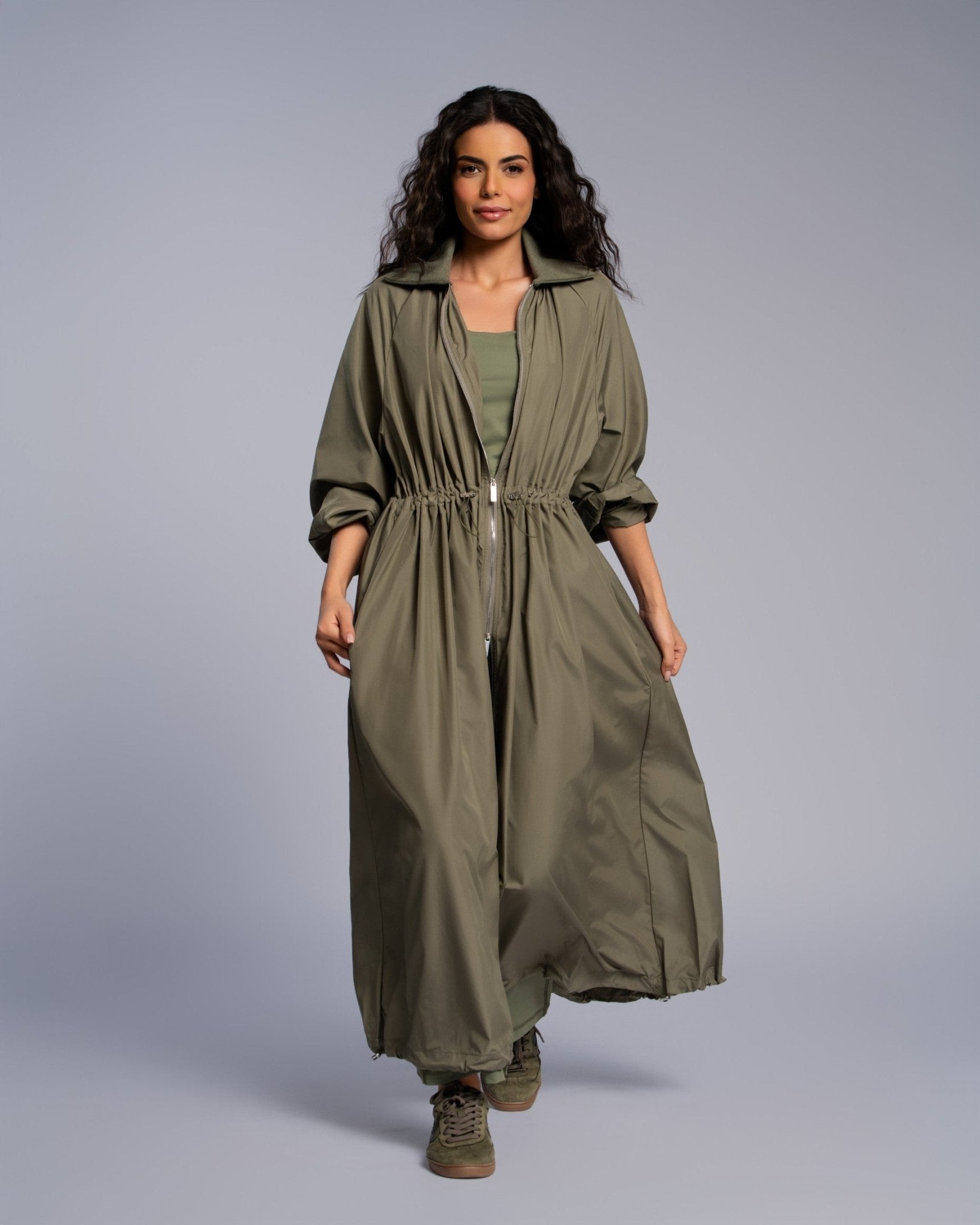 Rib Collar Parka - SEASONAL GREEN