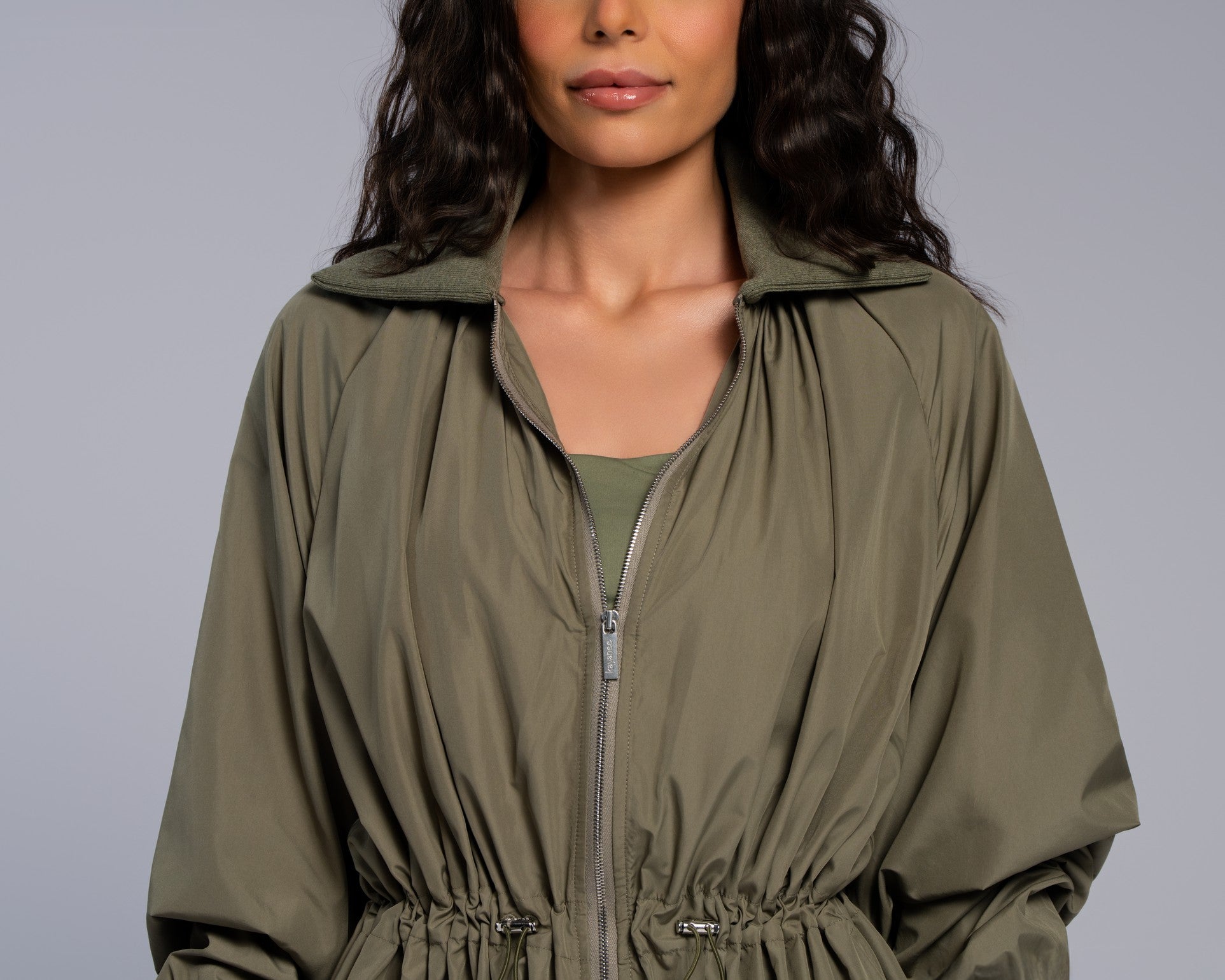 Rib Collar Parka - SEASONAL GREEN