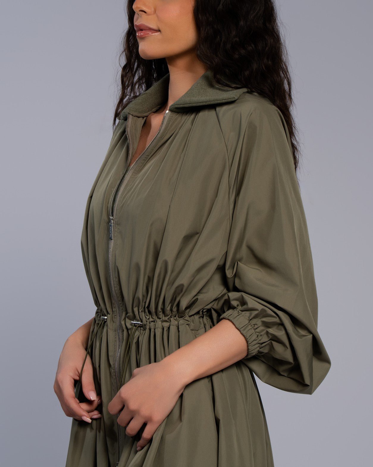Rib Collar Parka - SEASONAL GREEN