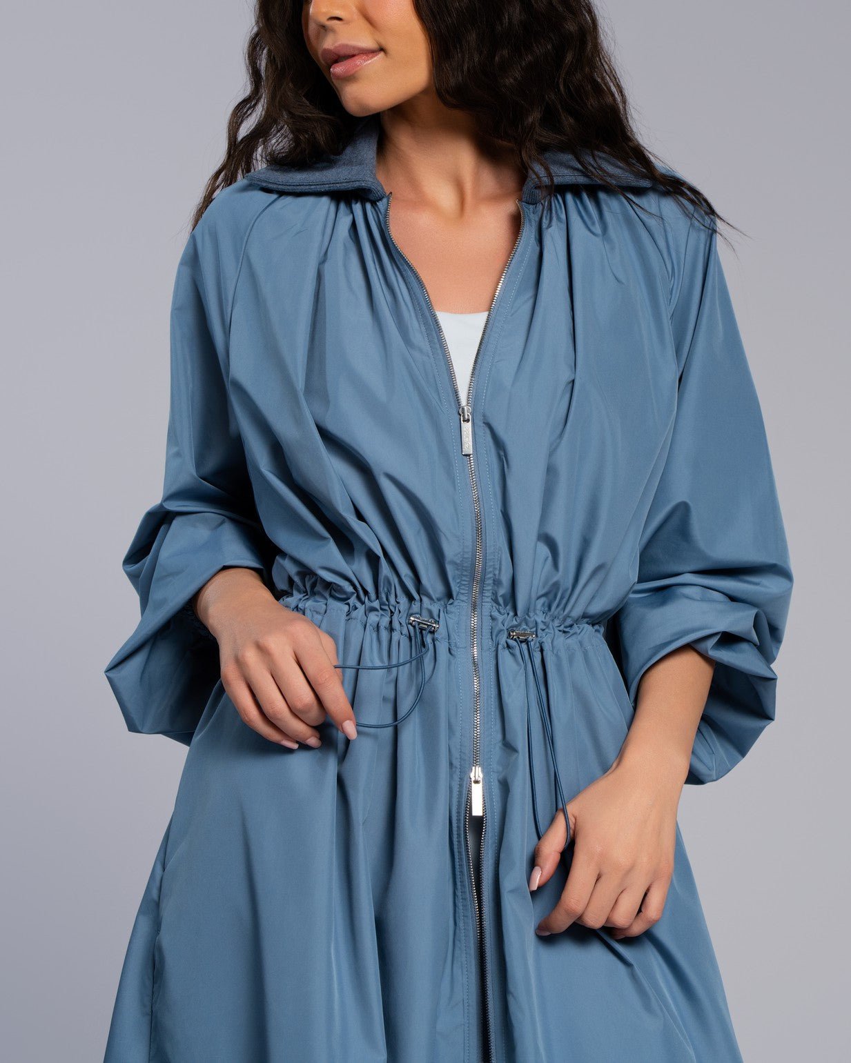 Rib Collar Parka - SEASONAL BLUE