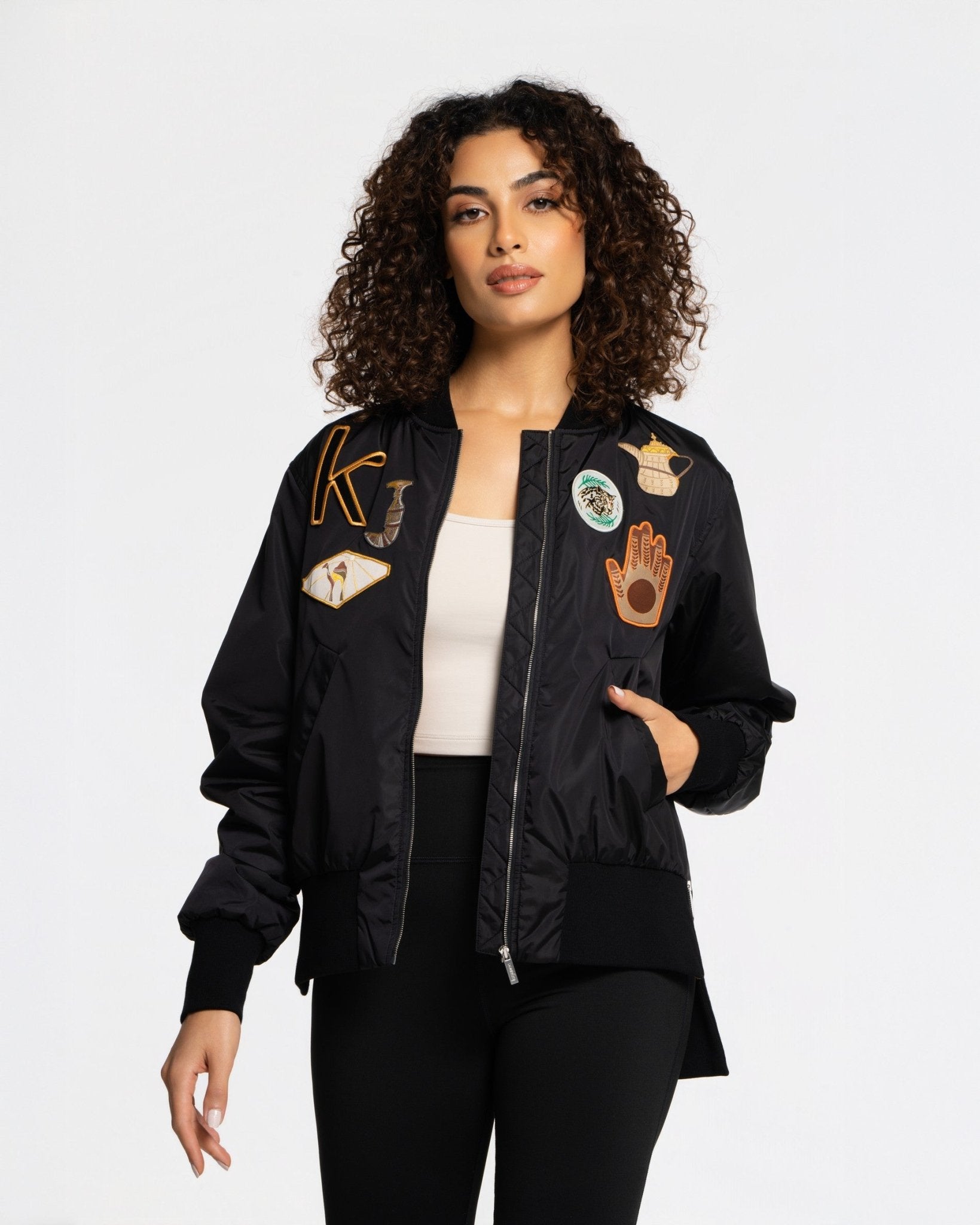 Badges Bomber Jacket - SEASONAL BLACK