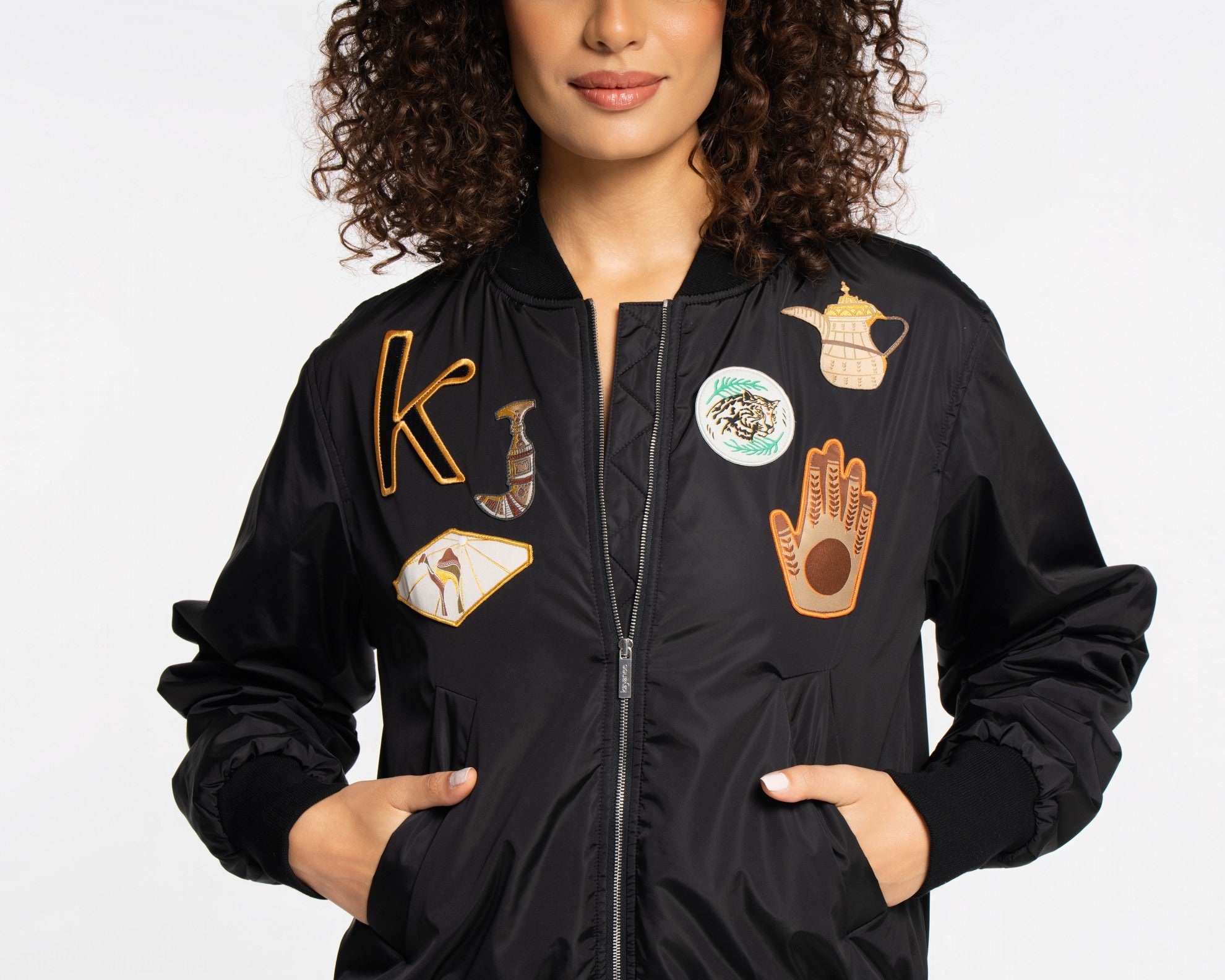Badges Bomber Jacket - SEASONAL BLACK