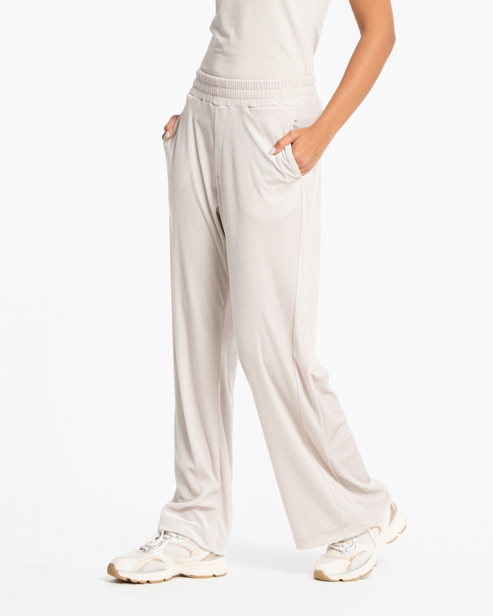 Panne Velour Track Pants - SEASONAL STONE