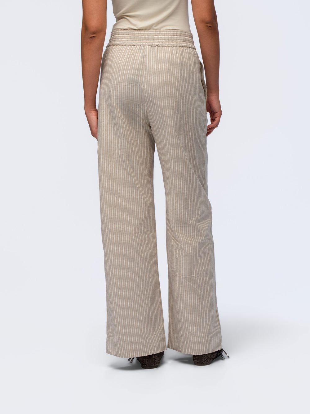 Linen Trousers - BEIGE & CREAM STRIPES