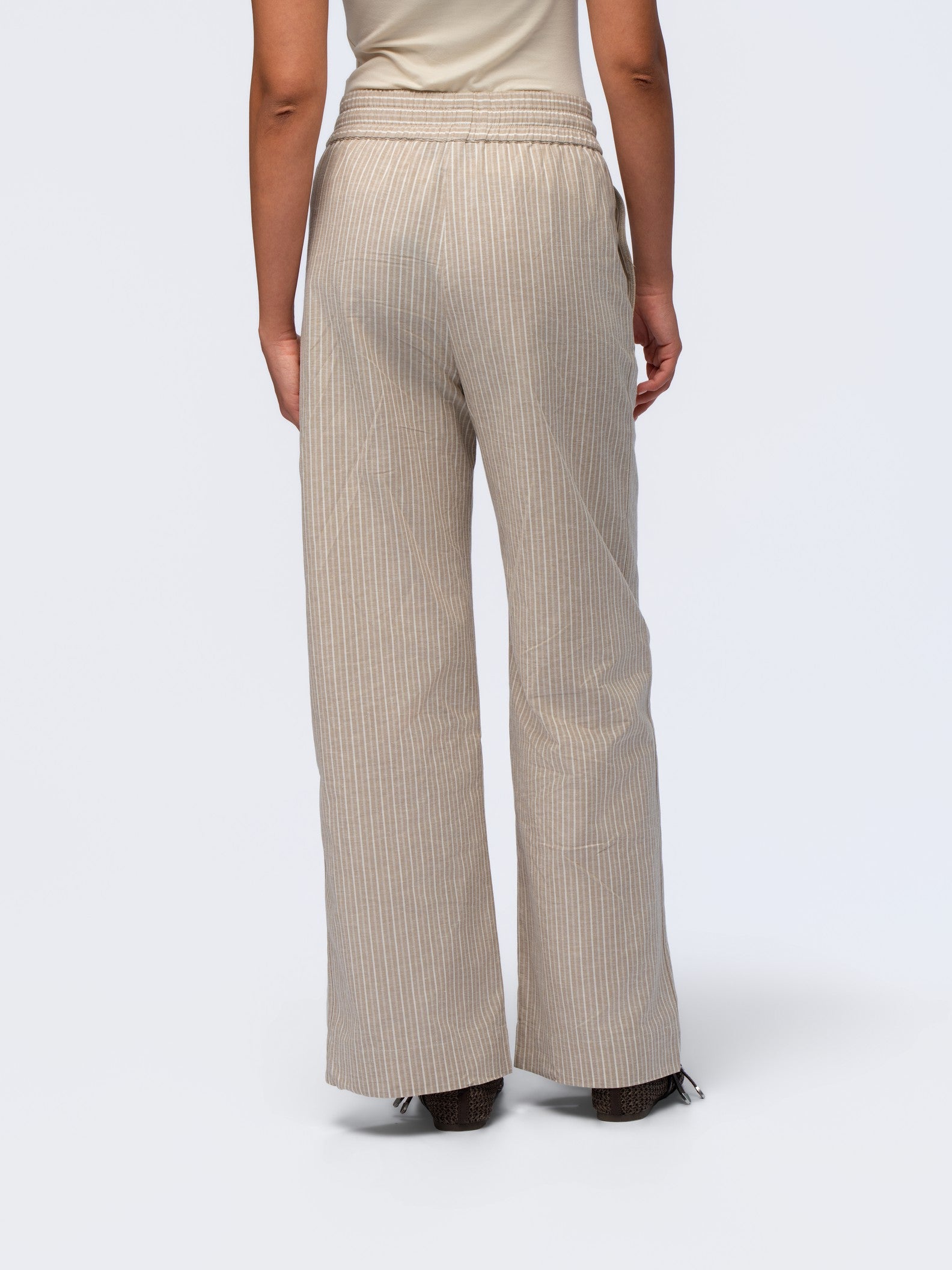 Linen Trousers - BEIGE & CREAM STRIPES