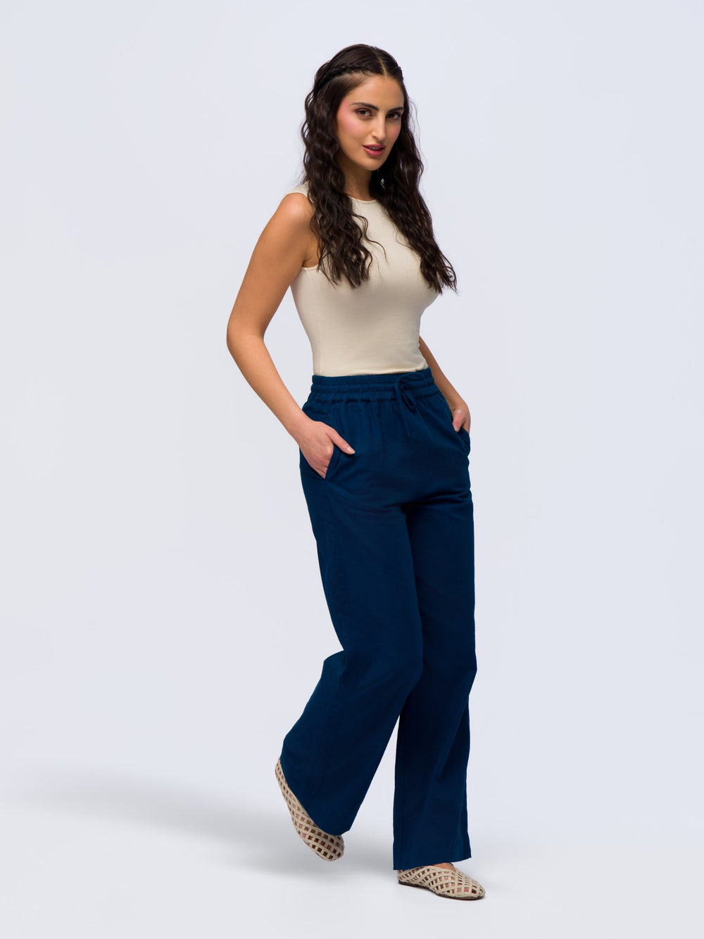 Linen Trousers - MIDNIGHT DENIM