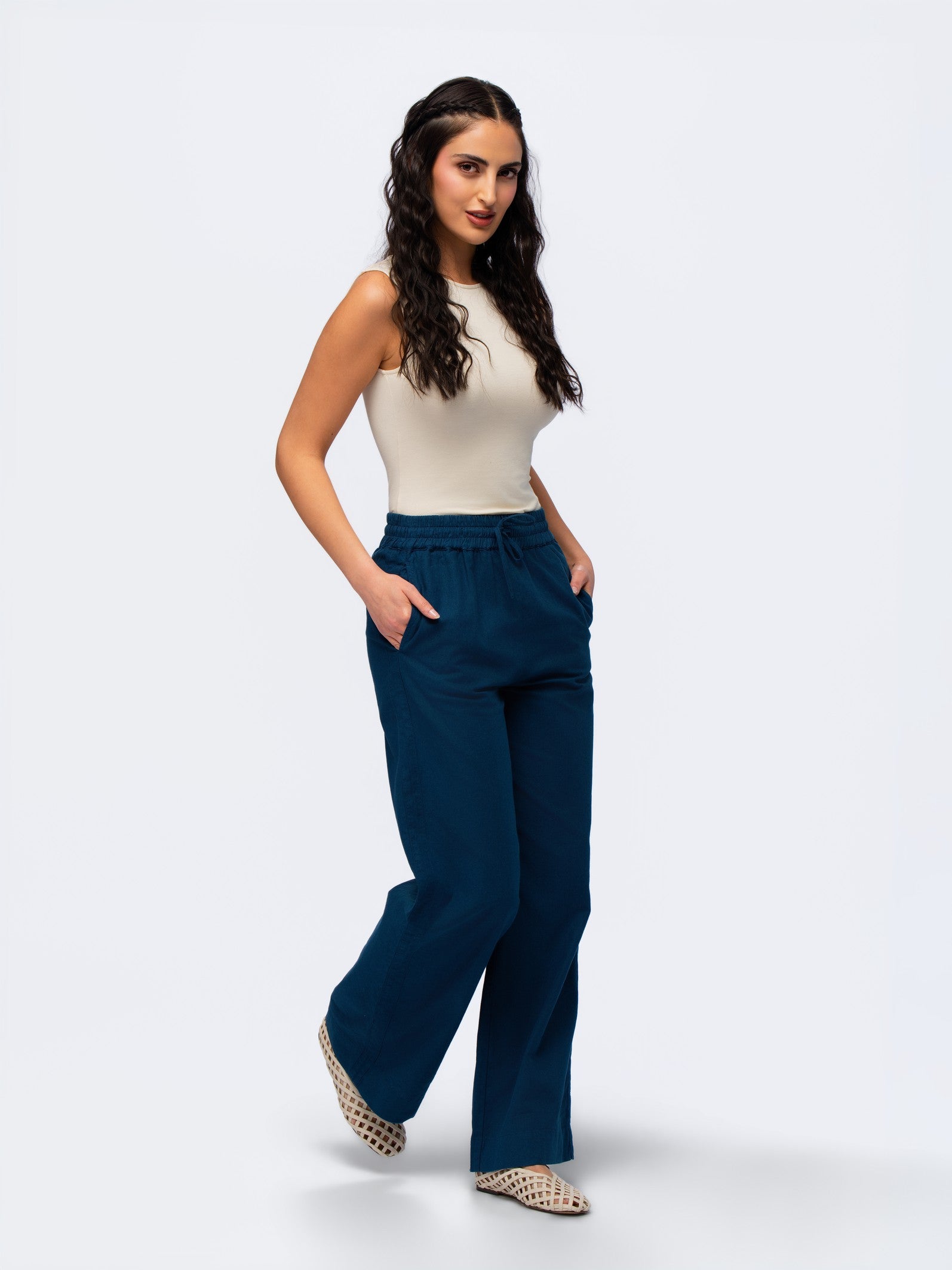 Linen Trousers - MIDNIGHT DENIM