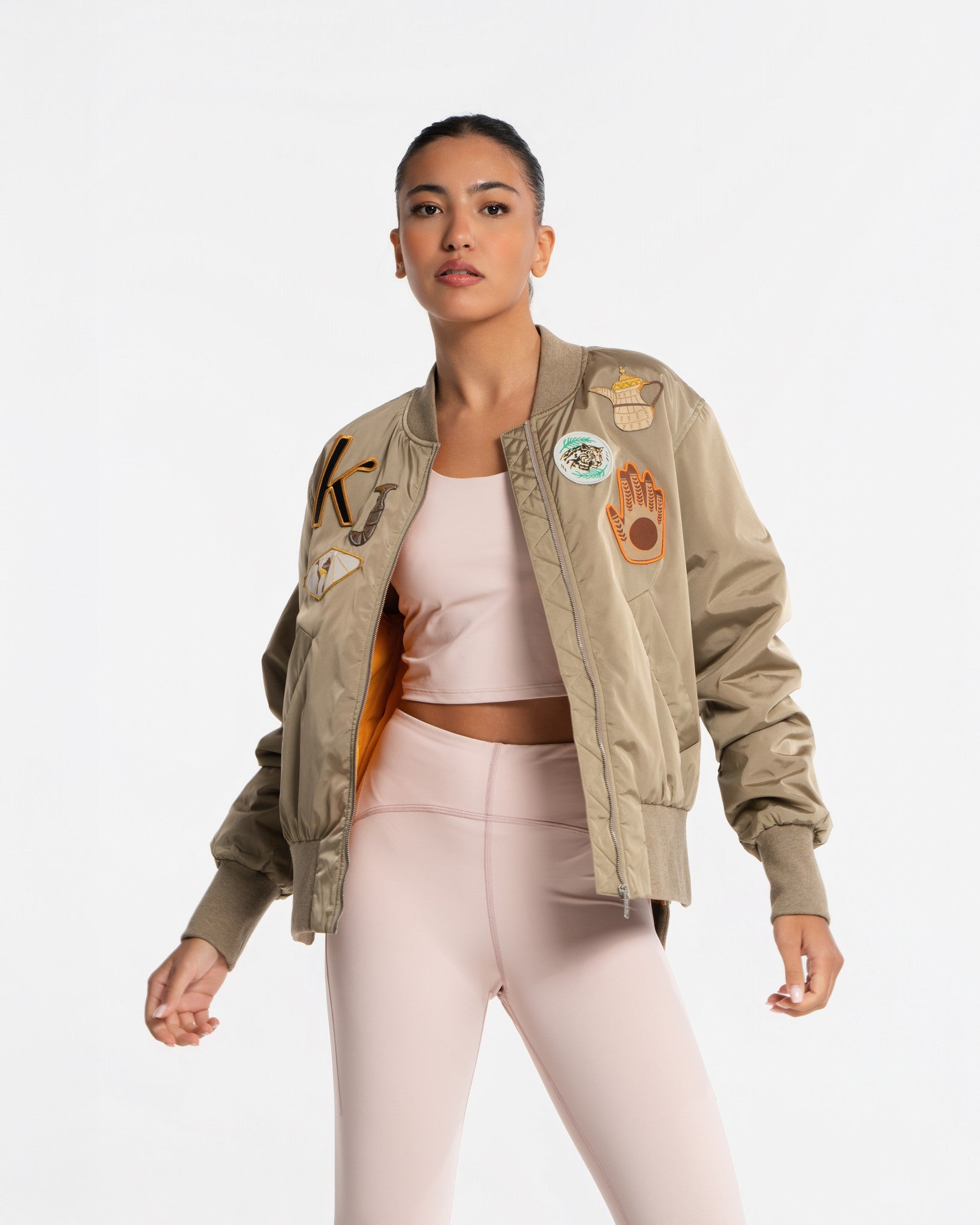 Badges Bomber Jacket - SEASONAL BROWN