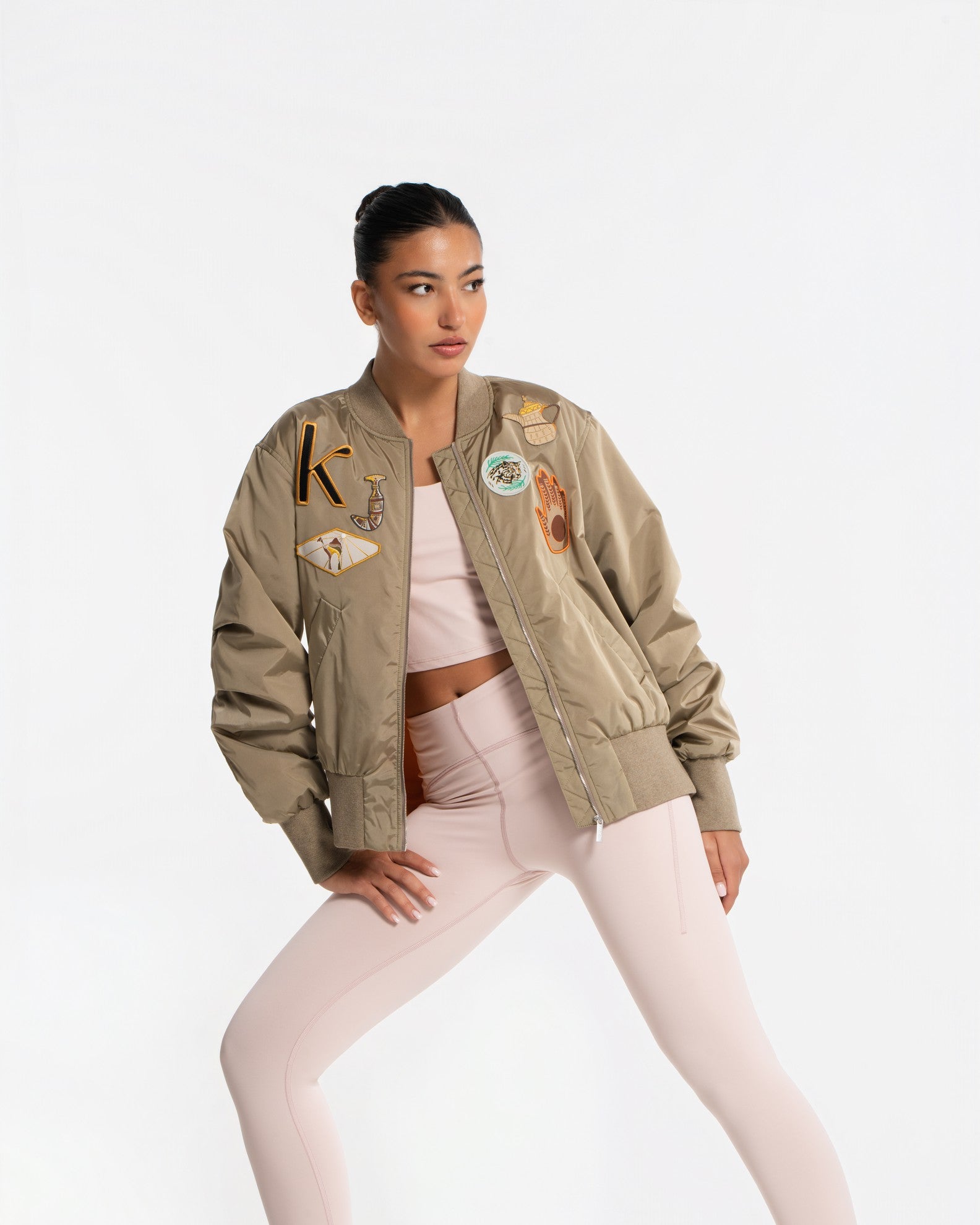 Badges Bomber Jacket - SEASONAL BROWN