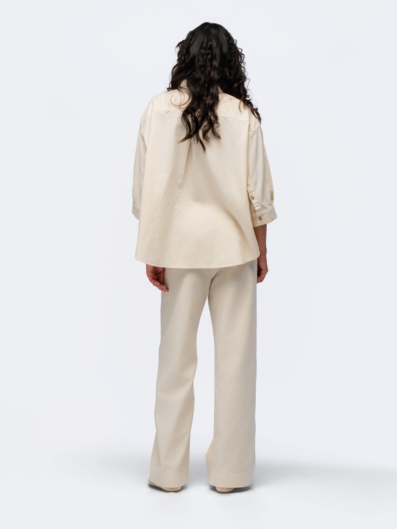 Oversized Linen Shirt - STONE GREY
