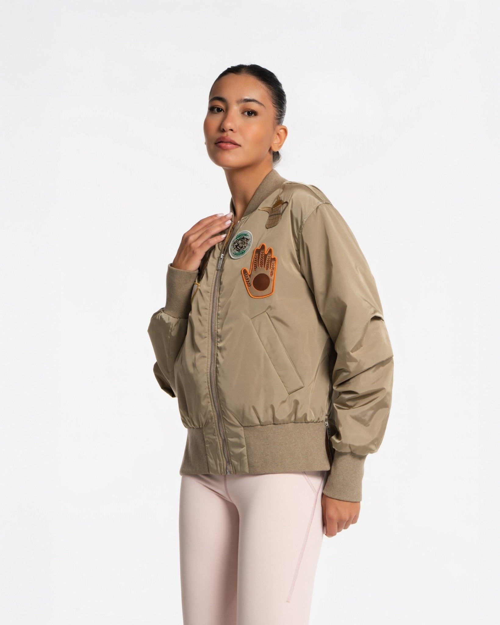 Badges Bomber Jacket - SEASONAL BROWN