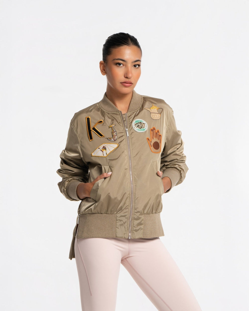 Badges Bomber Jacket - SEASONAL BROWN
