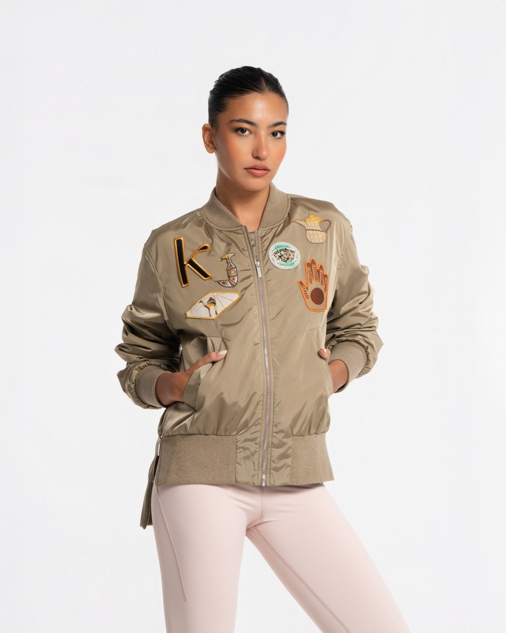 Badges Bomber Jacket - SEASONAL BROWN