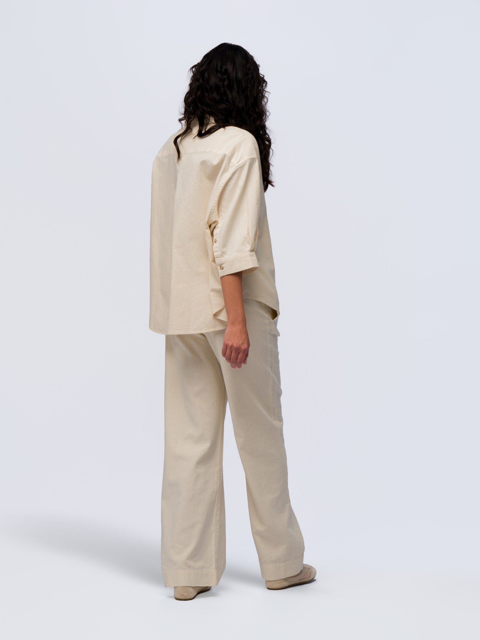Oversized Linen Shirt - STONE GREY