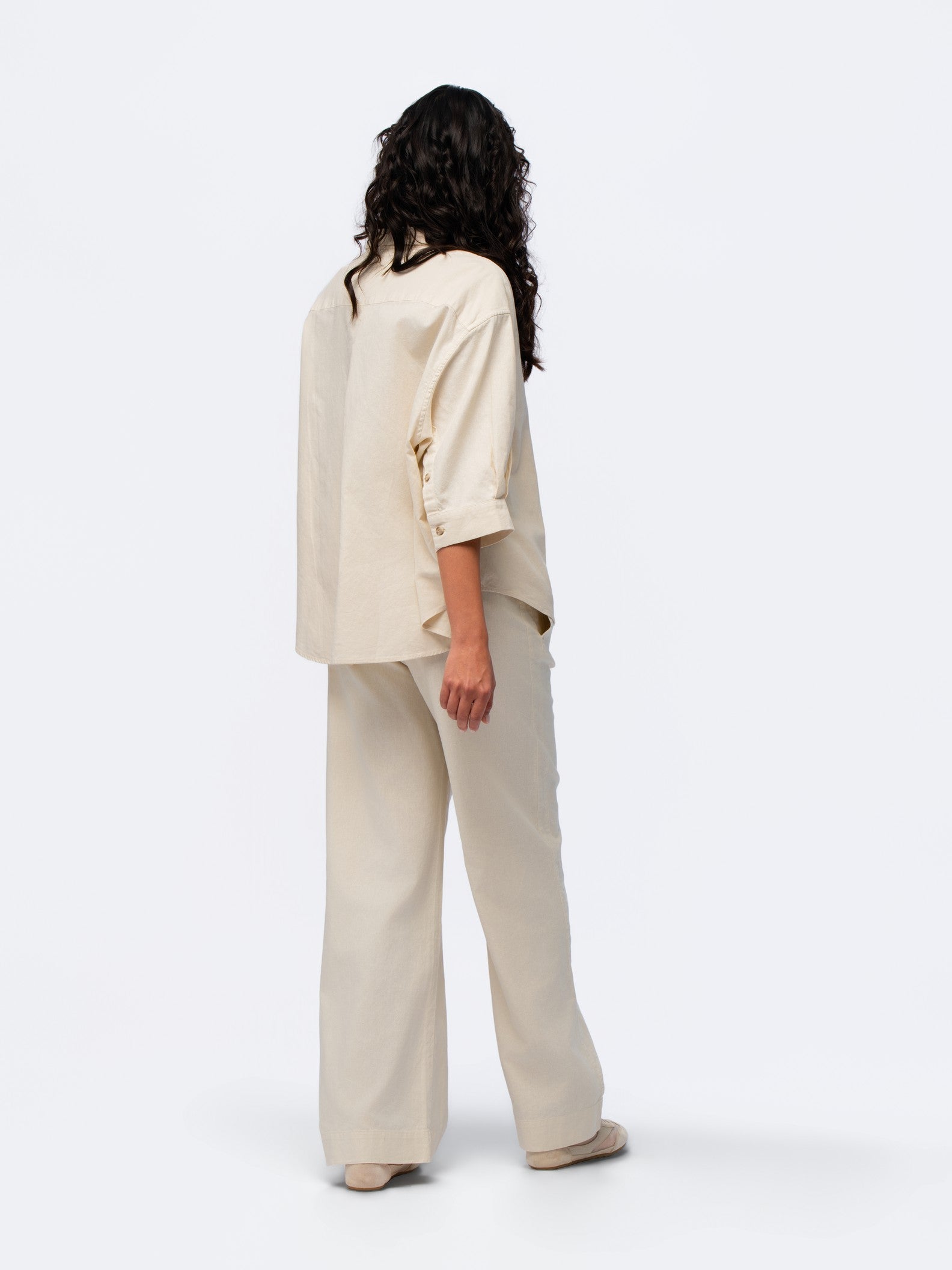 Oversized Linen Shirt - STONE GREY