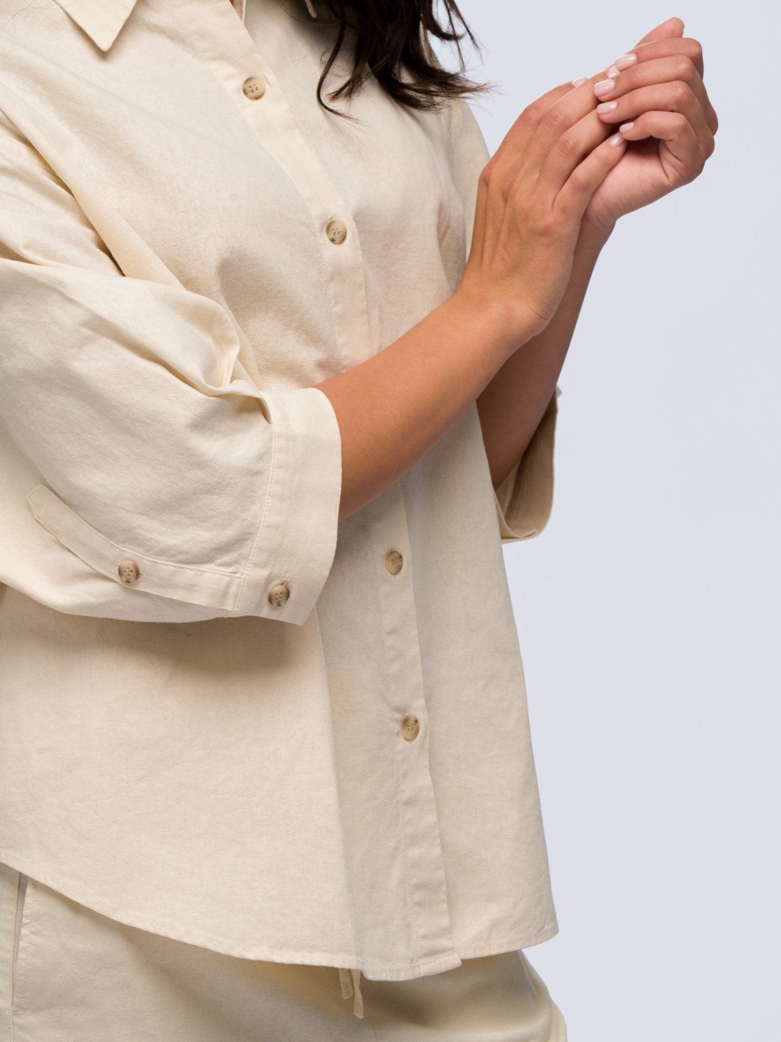 Oversized Linen Shirt - STONE GREY