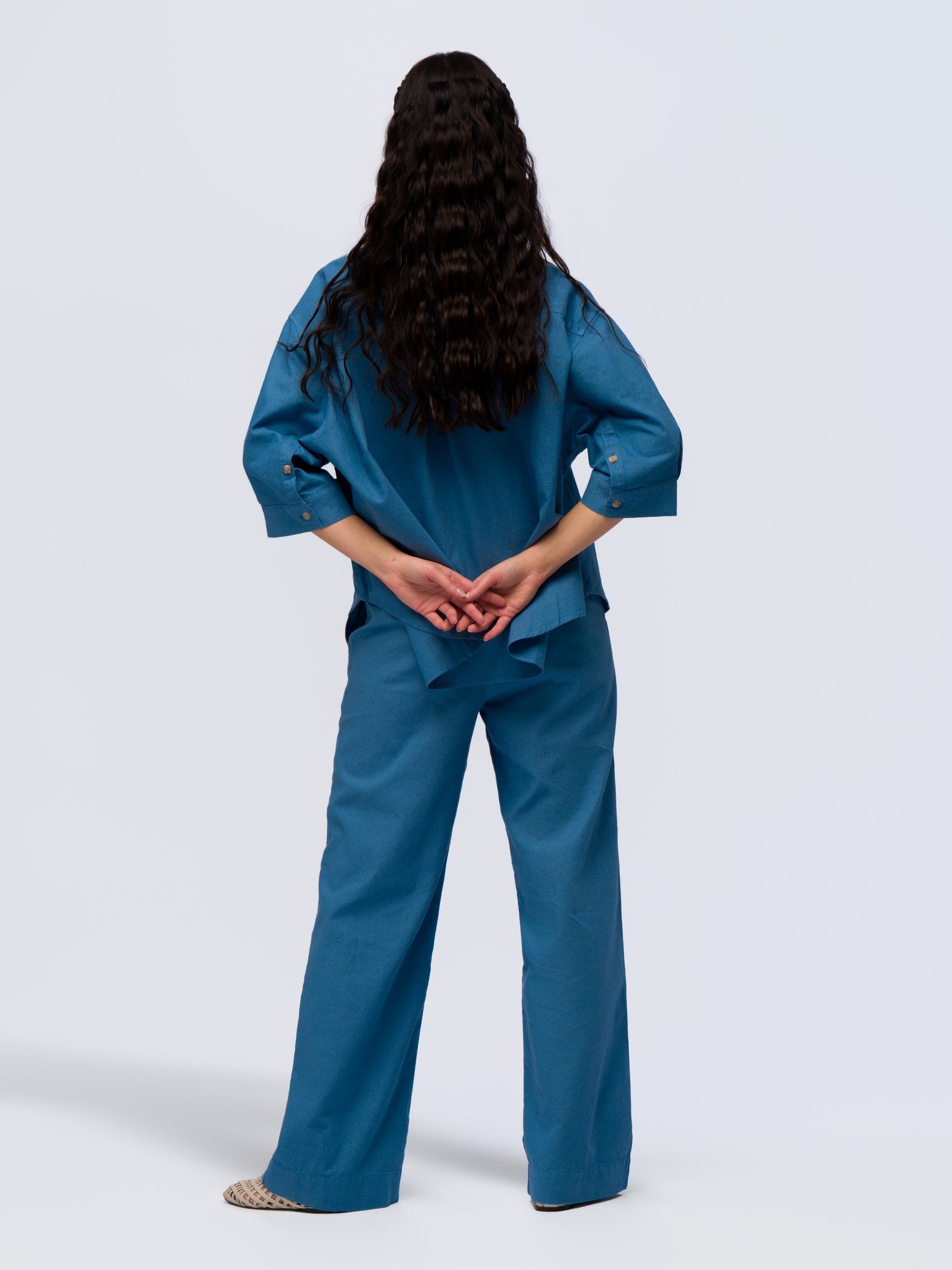 Oversized Linen Shirt - WASHED BLUE