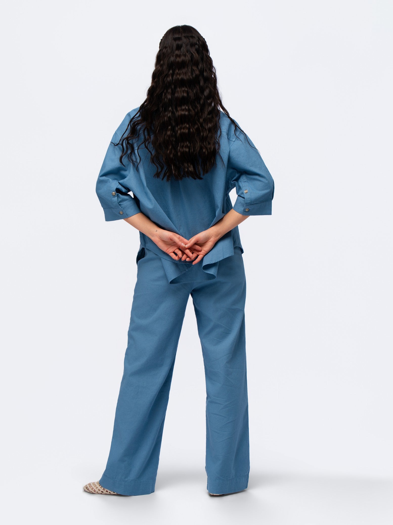 Oversized Linen Shirt - WASHED BLUE