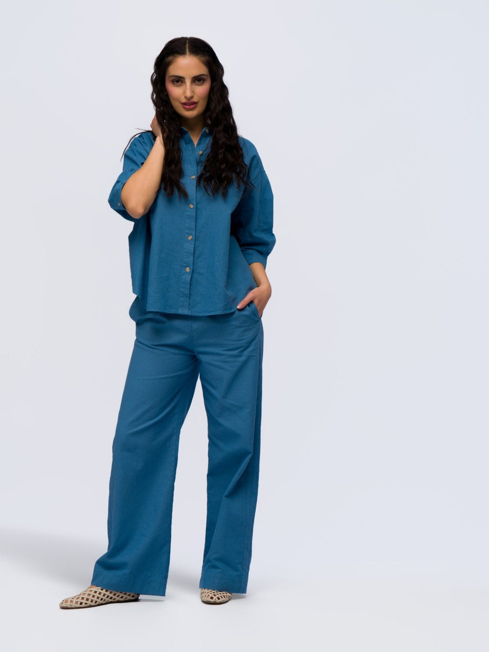 Linen Trousers - WASHED BLUE