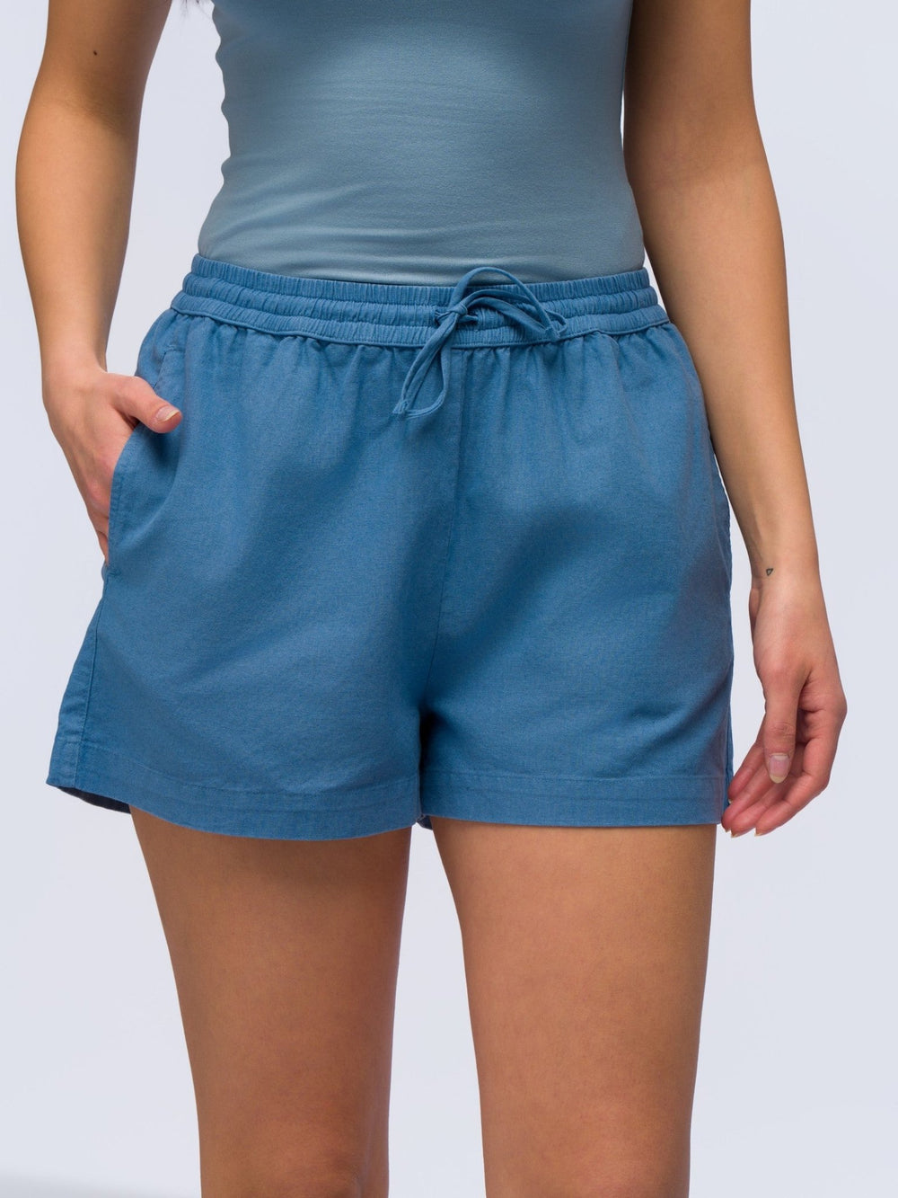 Linen Shorts - WASHED BLUE
