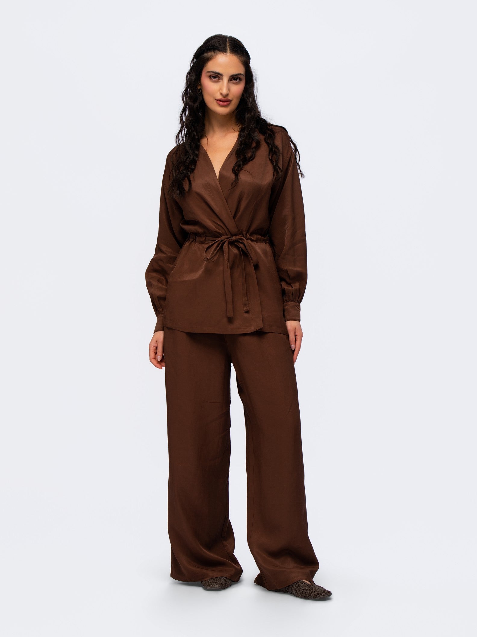 City Wrap Top - MOCHA BROWN
