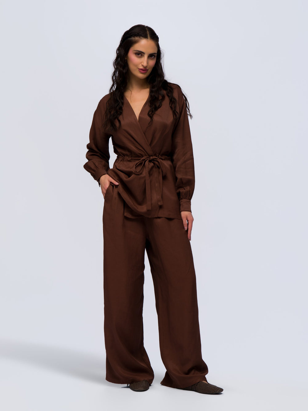 City Oversized Trousers - MOCHA BROWN