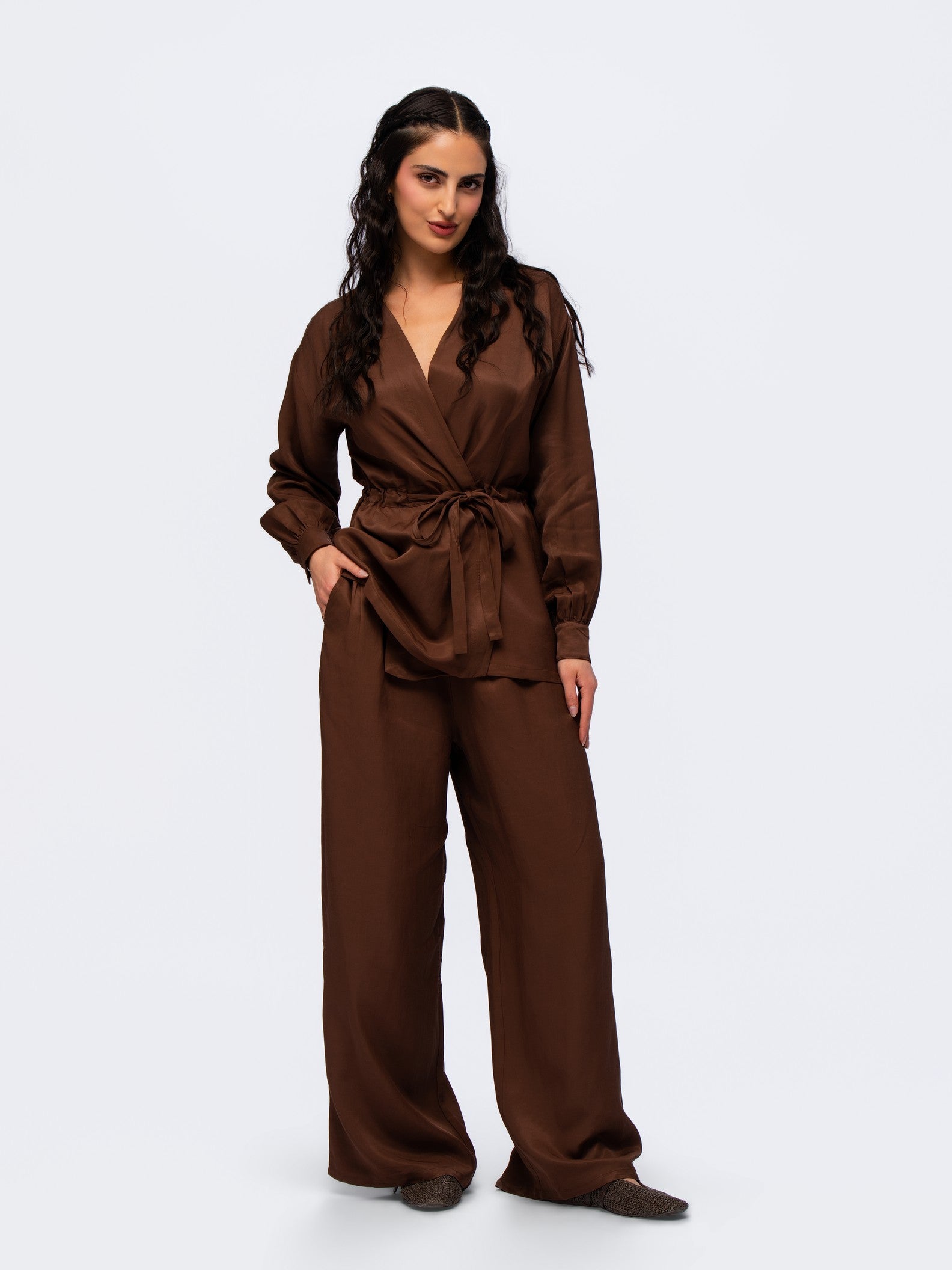 City Wrap Top - MOCHA BROWN