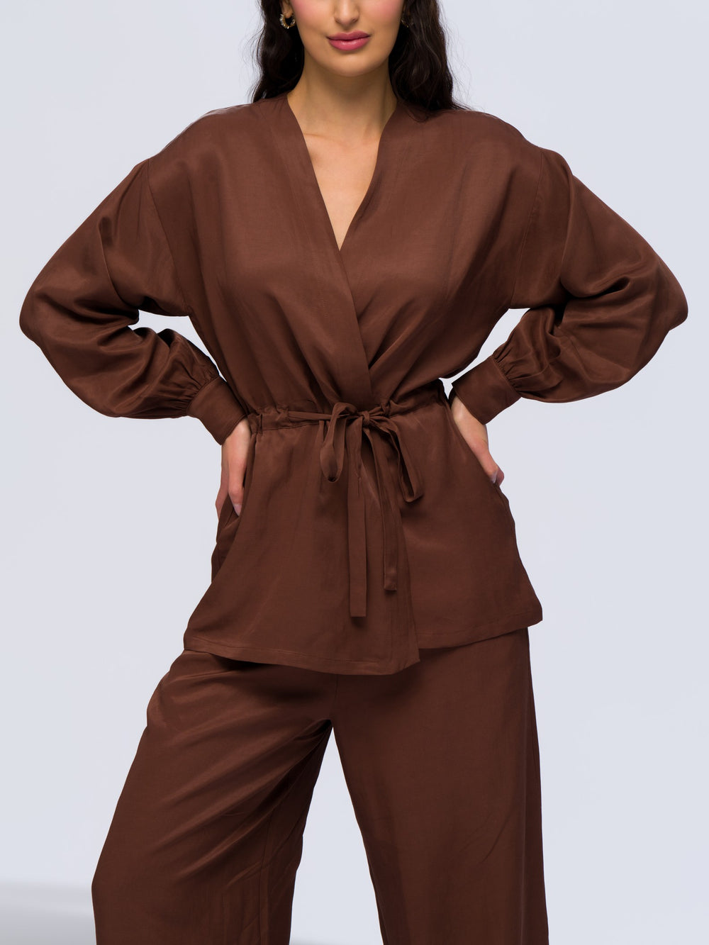 City Wrap Top - MOCHA BROWN