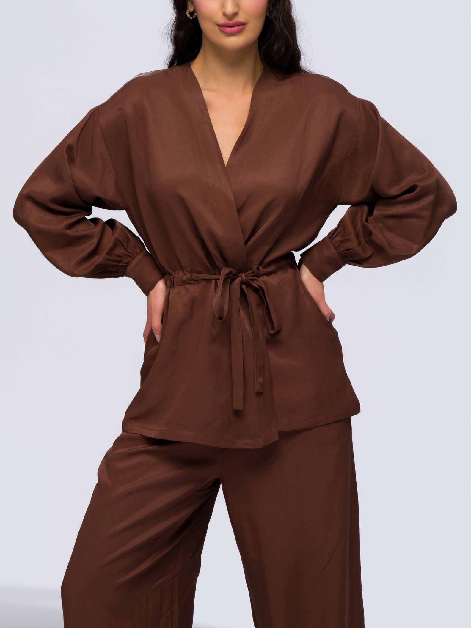 City Wrap Top - MOCHA BROWN