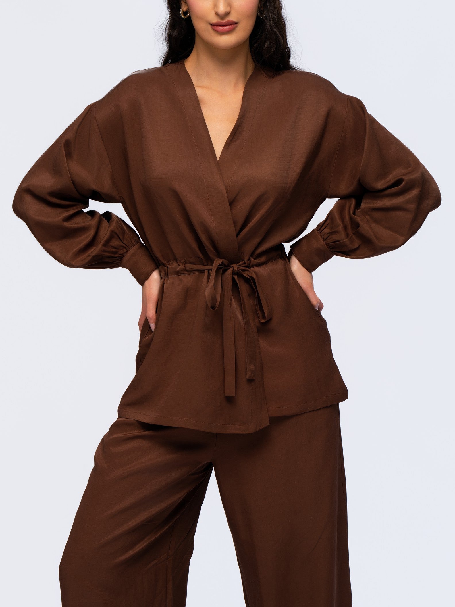City Wrap Top - MOCHA BROWN