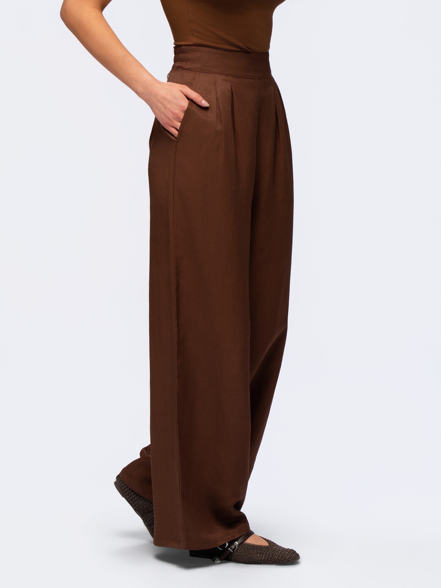 City Oversized Trousers - MOCHA BROWN