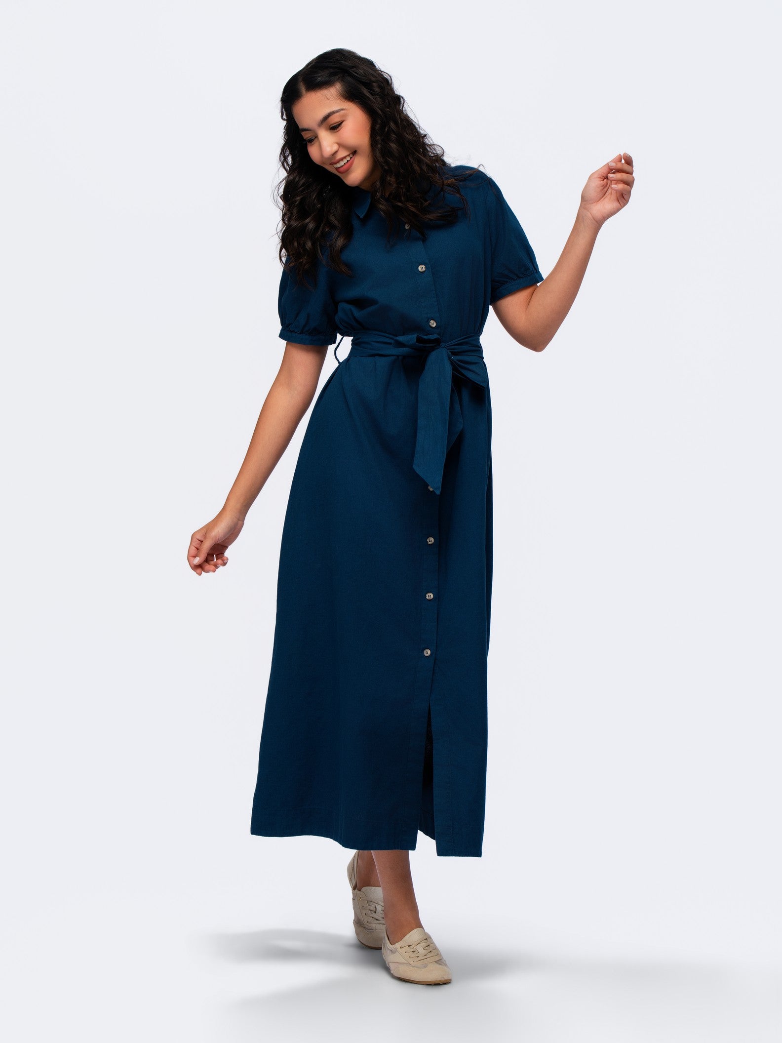 Linen Dress - MIDNIGHT DENIM