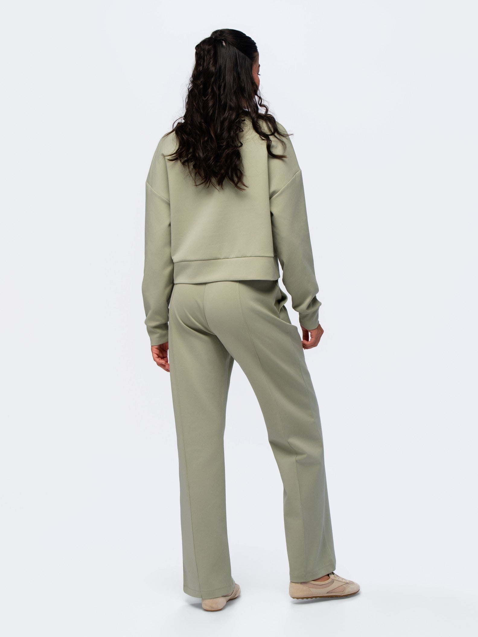 Elasticated Straight Leg Pants - SEASONAL GREEN