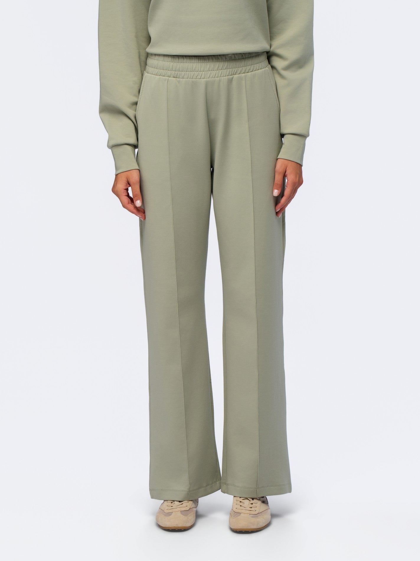 Elasticated Straight Leg Pants - SEASONAL GREEN