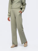 Elasticated Straight Leg Pants - SEASONAL GREEN