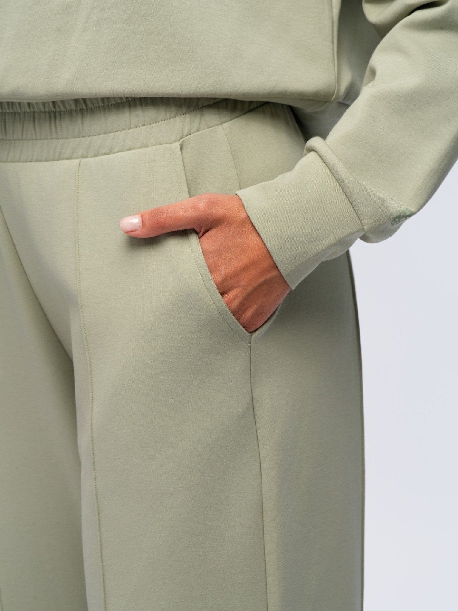 Elasticated Straight Leg Pants - SEASONAL GREEN