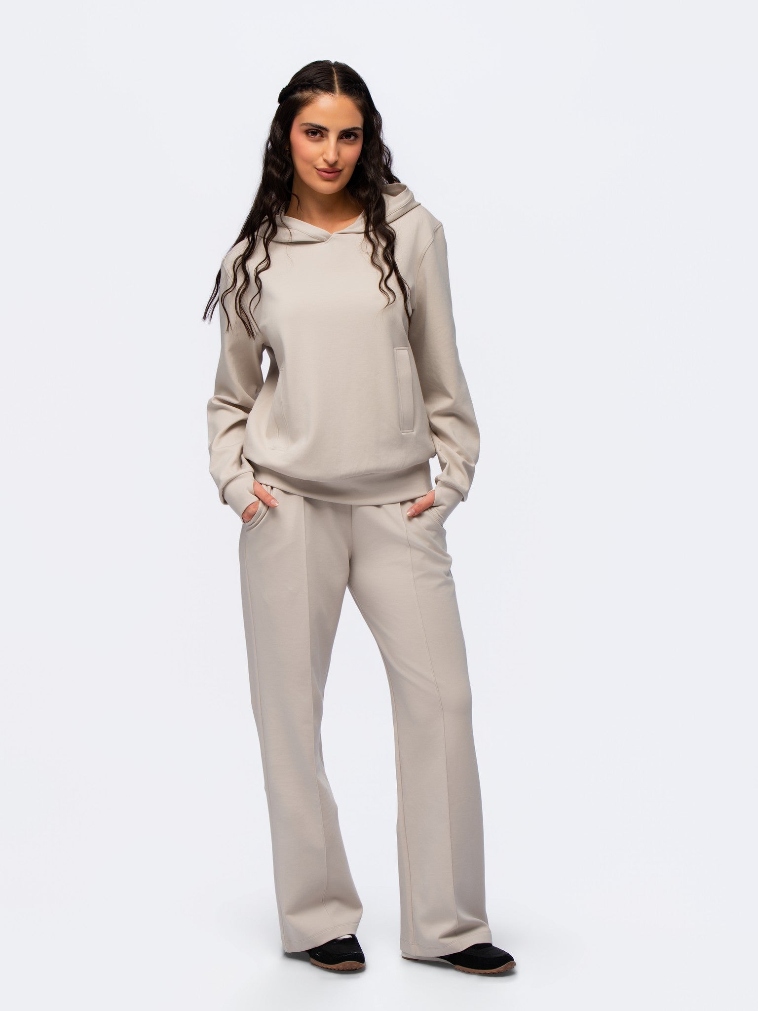Elasticated Straight Leg Pants - SEASONAL BEIGE