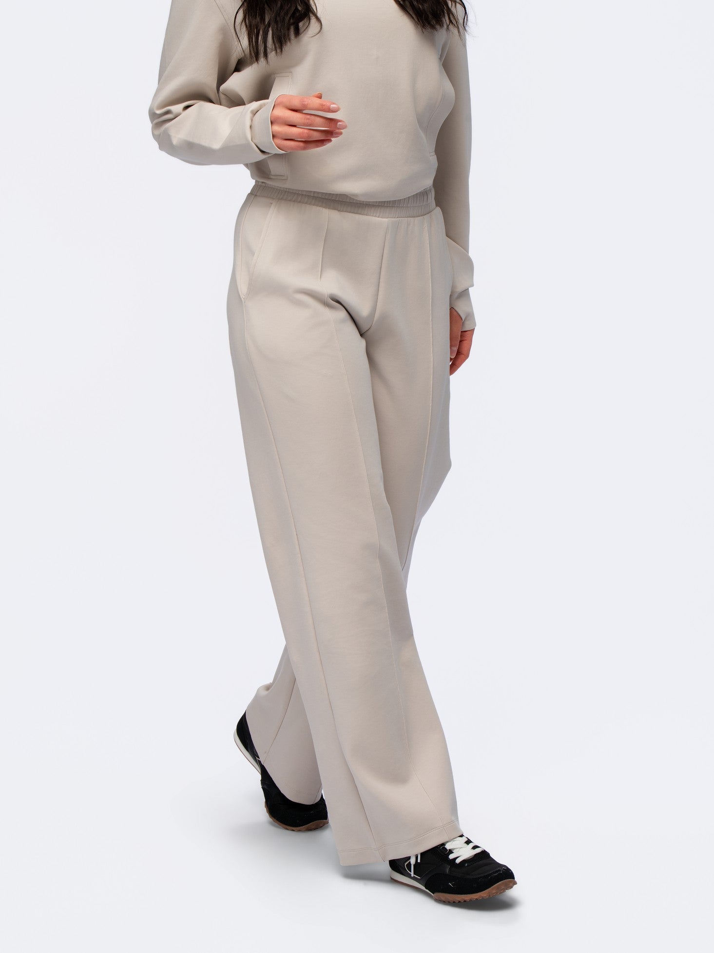 Elasticated Straight Leg Pants - SEASONAL BEIGE
