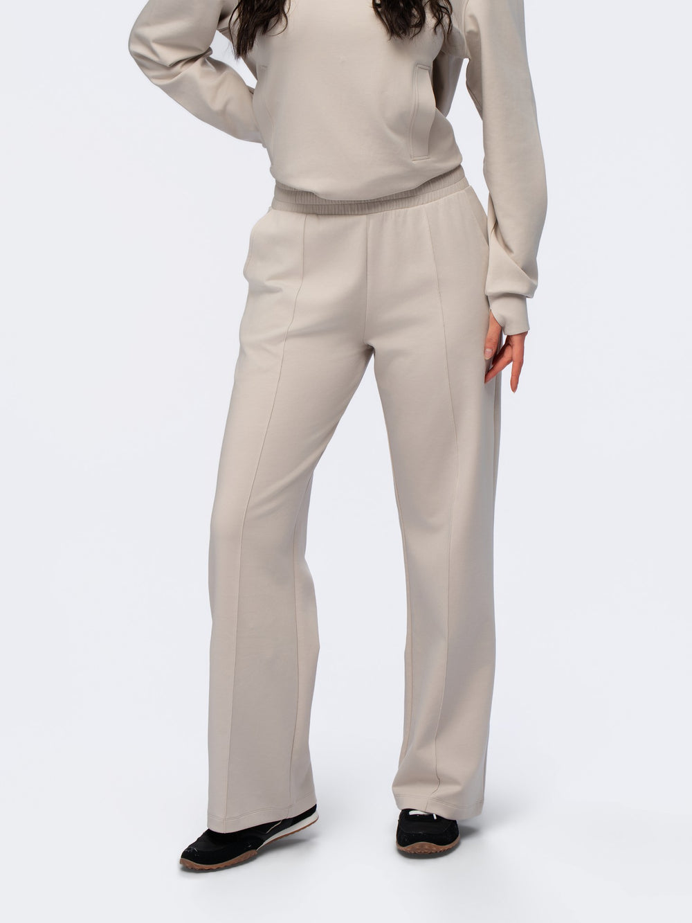 Elasticated Straight Leg Pants - SEASONAL BEIGE