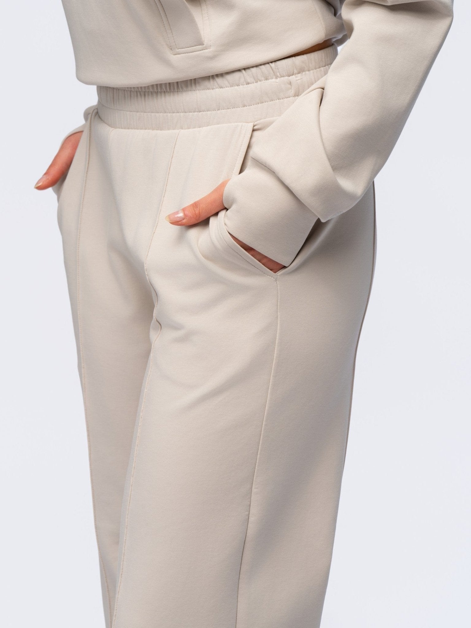 Elasticated Straight Leg Pants - SEASONAL BEIGE