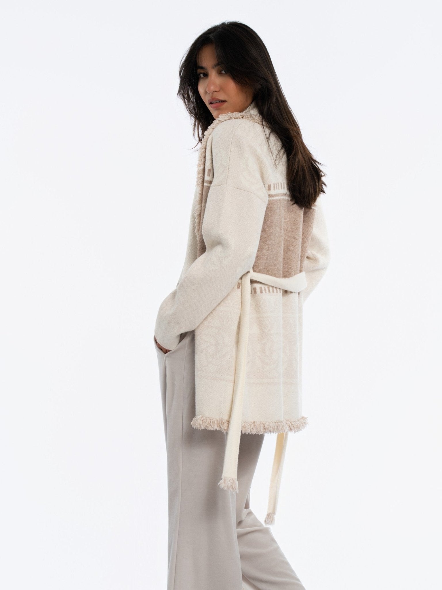 Heritage Midi Wrap Cardigan - SEASONAL WHITE