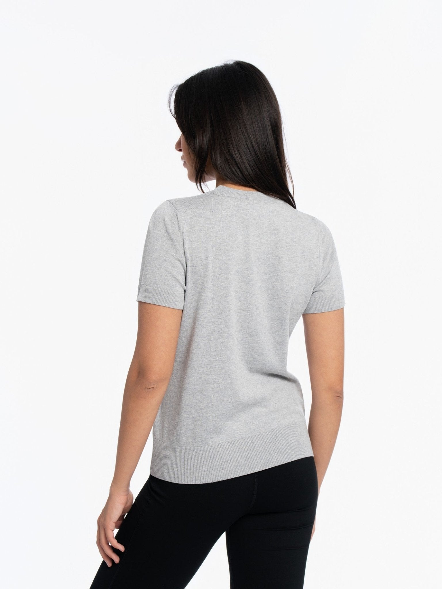 Knitted Short Sleeve Top - GREY