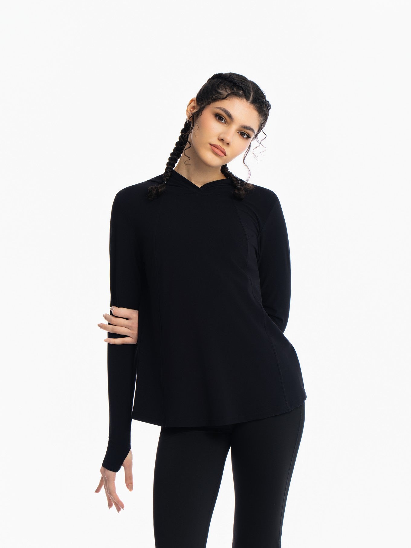 Active Hooded Top - JET BLACK