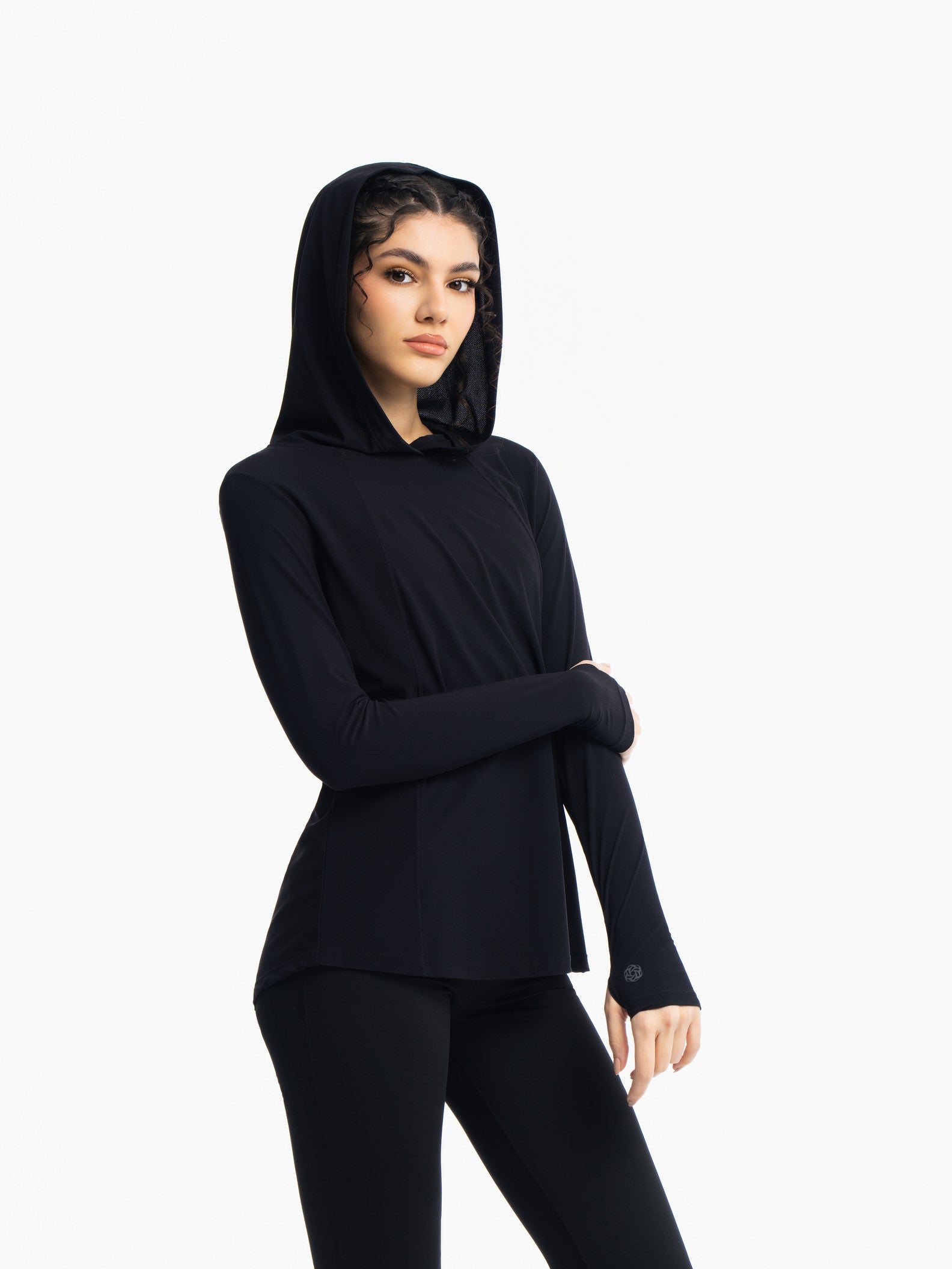 Active Hooded Top - JET BLACK
