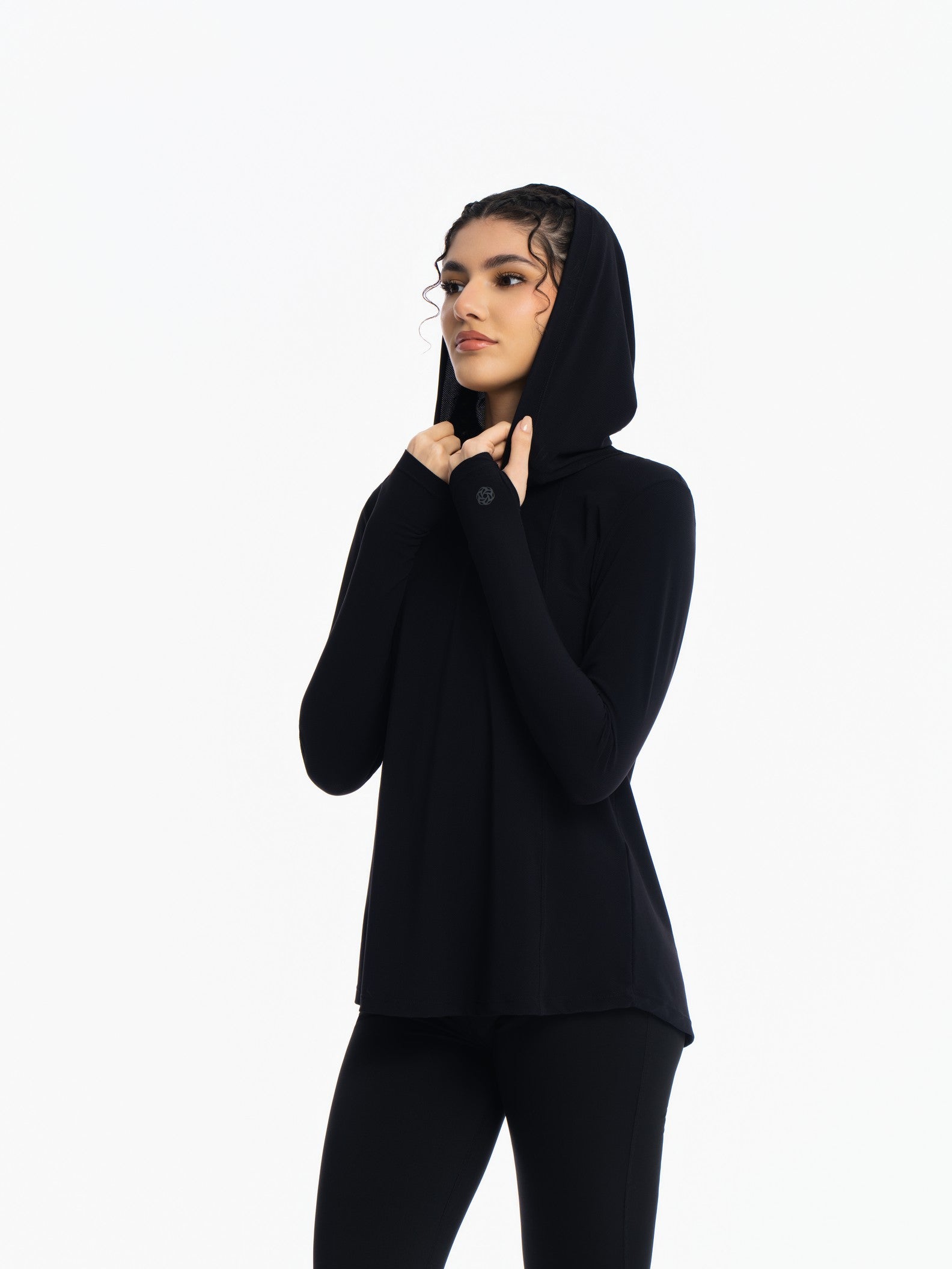 Active Hooded Top - JET BLACK